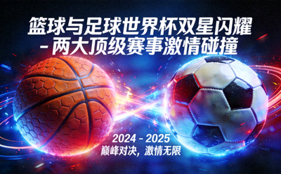 篮球与足球世界杯双星闪耀 - 两大顶级赛事激情碰撞宣传图